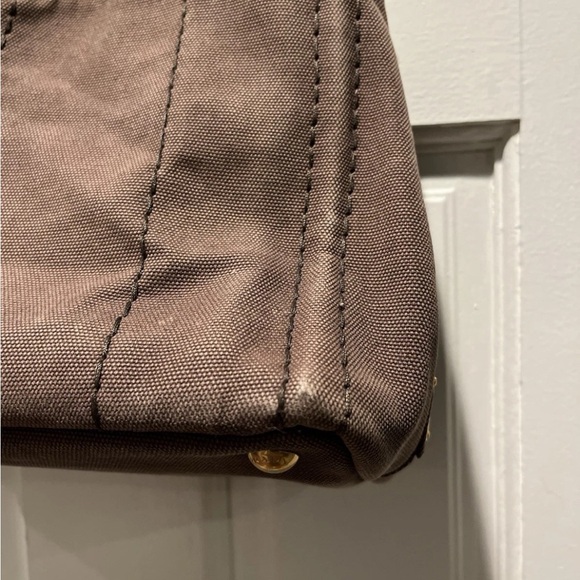 PRADA Canapa Taupe Canvas Tote Bag - Picture 6 of 8
